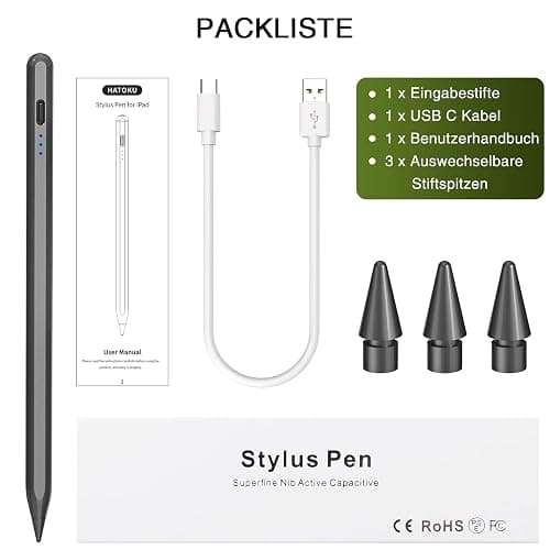Pen for iPad 2018-2025, HATOKU 15 Mins Fast Charging Pencil 1st Gen with Tilt & Palm Rejection Compatible with iPad Air 3/4/5/M2/M3, iPad mini 5/6/7, iPad 6/7/8/9/10/11, iPad Pro 11/12.9"/M4 M5(Black) thumbnail 7