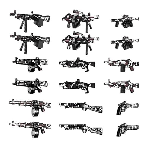 Nicolababe 390 Pezzi Set Armi Militari Giocattoli Mattoncini Equipaggiamento Soldato, Elmetto Mimetizzato, Gilet Tattico, Scudi, Mitragliatrice Gatling, Compatibile con le Principali Minifigure thumbnail 9