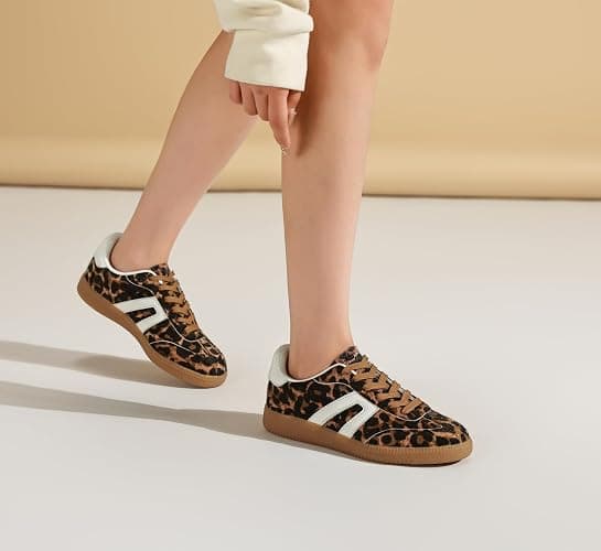 Women's Retro Gum Sole Fashion Sneakers-Lace Detail Casual Retro Walking Shoes-Gum Sole Casual Tennis-Anti Slip Trainers thumbnail 6