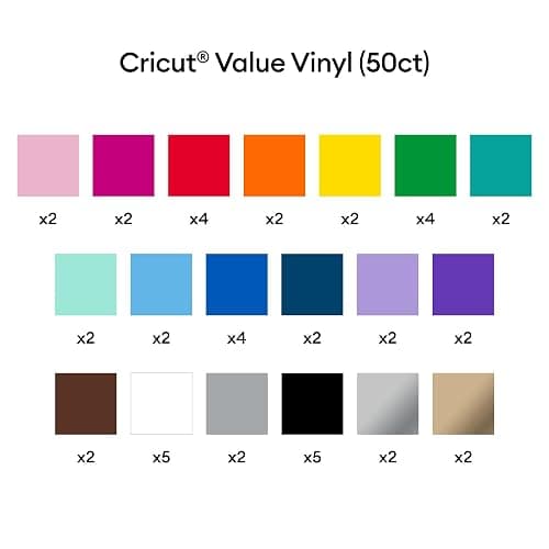 Cricut Value Permanent Vinyl - 50ft Rainbow Sampler, 12in x 12in Sheets (50 Count) thumbnail 2