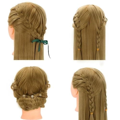 Neverland 26-28" Training Hairdressing Mannequin Head with Tripod, Blonde | For cosmetology students & stylists to practice braiding & styling. Includes mannequin head, tripod stand & tool kit. thumbnail 7