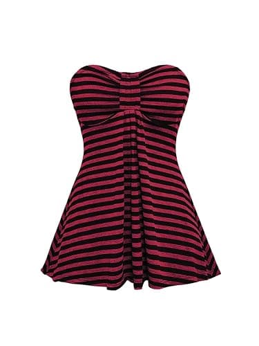SOLY HUX Women's Y2k Striped Bandeau Tube Top Vintage Party Strapless Flowy Vest Shirts - Image 1