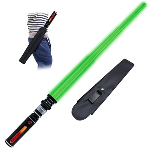 ANNDOFY Light Up Saber for Kids, Green Light Swords with FX Sound, Expandable Light Swords Set for Galaxy War Fighter Warriors Halloween Dress Up Parties (with Belt Clip) - Image 1