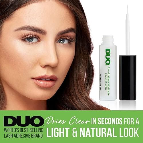 DUO Brush-On Clear Lash Glue, Strip Eyelash Adhesive for Clusters, 2 Pack | Infused with Vitamins A, C & E, Waterproof Eyelash Glue, Long Lasting, Quick Drying, Hypoallergenic, Latex-Free thumbnail 2