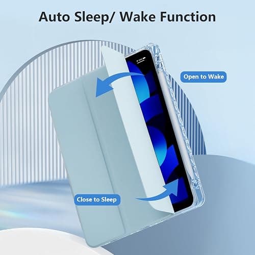 Ruizextech Case for iPad Air 11 Inch M3 2025/M2 2024, iPad Air 5th/4th Generation 10.9" Case 2022/2020, Slim Hybrid Protective Cover with Pencil Holder, Anti-Yellowing Clear Back Shell, Light Blue thumbnail 7