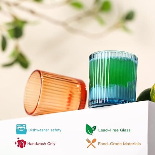 JOVGANK Mini Colored Shot Glasses Set of 6 – 1.5oz Small Vintage Ribbed Glassware, 80s Style Party Cups for Tequila, Whiskey, Cocktails – Mother's Day Gift and Father's Day Gift for Bar thumbnail 4
