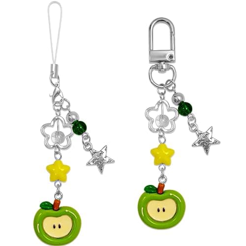 Nalefow 2PCS Cute Phone Charms Aesthetic Y2k Pink Guitar Strawberry Star Phone Straps Key Chains for Keys Bags Camera - Image 1