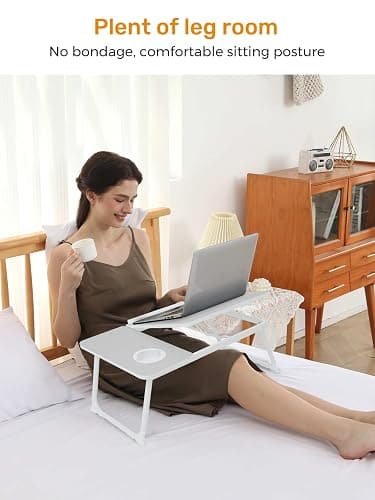 Lap Desk for Couch/Sofa/Floor, 5-Angle Adjustable Bed Desk with Foldable Legs &Cup Holder, Light Weight Bed Tray Table for Writing/Eating/Reading, Portable Laptop Stand for Adults, Kids thumbnail 6