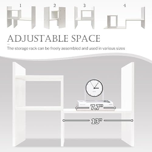 Jerry & Maggie - Desktop Organizer Office Storage Rack Adjustable Wood Display Shelf | Birthday Gifts - Toy - Home Decor | - Free Style Rotation Display - True Natural Stand Shelf (White) | Wooden Desk Organizer, Cute Dorm & Cubicle Decor. Stores Makeup & Mini Plants,Space-Saving Storage for Small College Rooms thumbnail 8