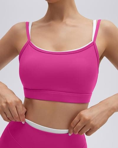 SUUKSESS 2 Piece Workout Sets Layered Sports Bra Yoga Gym Biker Shorts thumbnail 5