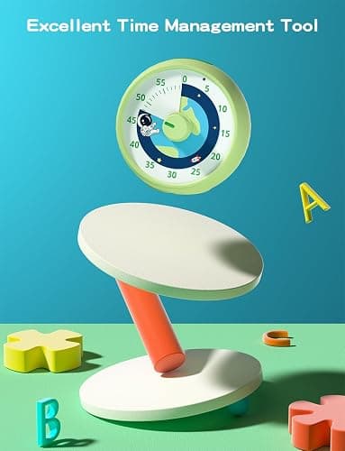 Visual Timer for Kids, 60-Minute Countdown for Classroom Office Kitchen, Desk Timer Kids Time Management Tools with Silent Operation, Pomodoro Time Rainbow Pattern (Planet Green) thumbnail 2