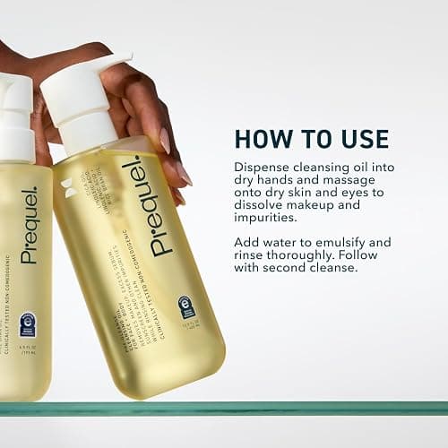 Prequel Skin Pre-Gleanse Oil Cleanser for Face. Double Cleansing Oil Skincare for Women with Cica and more. Non-Comedogenic Makeup Remover. Unscented Gentle Formula For All Skin Types. 13.5oz thumbnail 6