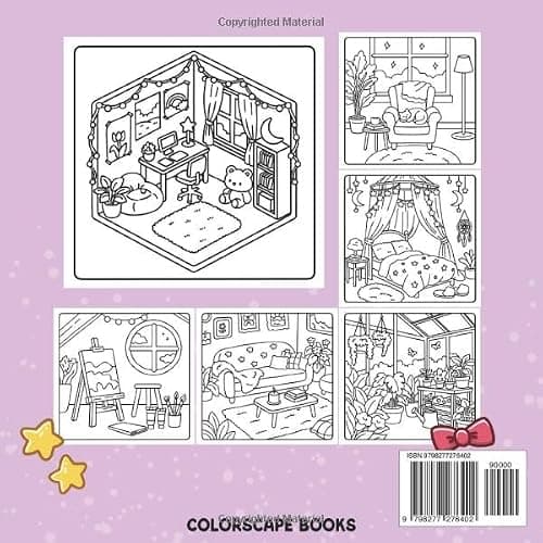 Cute Rooms: Cozy Aesthetic Coloring Book for Adults, Teens & Kids — Relaxing, Adorable Room Scenes with Big, Simple Designs for Stress Relief & Fun (Cute Coloring Books) thumbnail 2