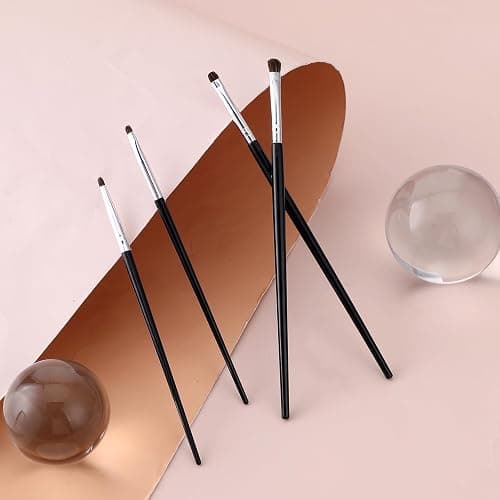 4Pcs Eye Makeup Brush Sets Mini Smudge Brush for Eyeliner Eyeshadow Brushes Eyeliner Brushes for Powder Gel Cream Liquid Concealer brush Eyeliner Blending Corner Highlighter Soft Natural Pony Hair (4) thumbnail 6