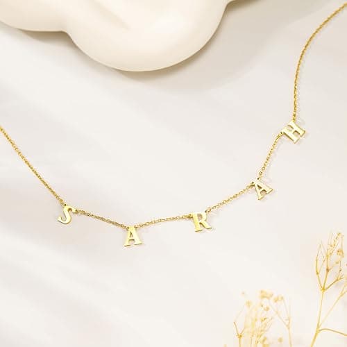 Custom Name Necklace Personalized, 18K Gold Plated Initial Choker Name Necklace Dainty Customize Letter Necklace for Women Girl thumbnail 8