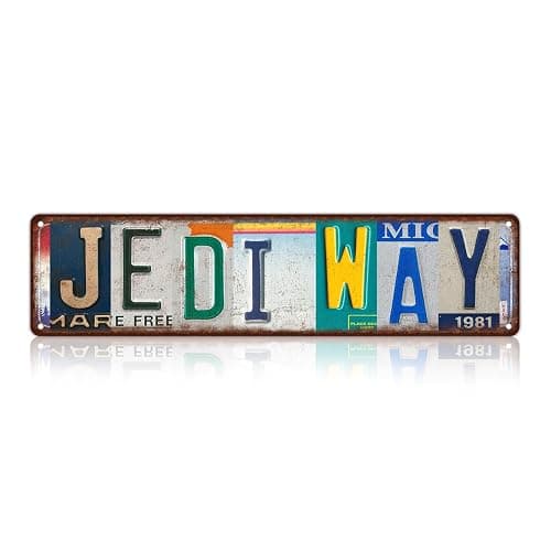 Vintage Wall Decor Jedi Way Street Sign Metal Tin Signs for Movie Room Bar Home Man Cave Cafe 16 x 4 Inches - Image 1