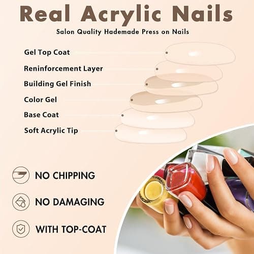 Wine Red Press On Nails Short Oval,KQueenest Thick Acrylic Nails Press Ons,Short Almond Nails Glue on,Natural Round Fake Nails,Burgundy One Color Gel Stick On Nails Set For Tiny Average Wide Nail Beds thumbnail 6