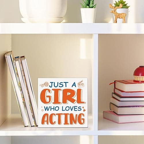 Theatre Gifts for Girls Women, Funny Theatre Decor Just a Girl Who Loves Acting Wooden Box Sign for Home Living Room Cinema Shelf Wall Decor thumbnail 6