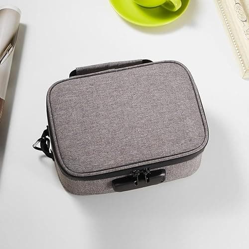 Large Standard Smell Proof Bag with Combination Lock, Water-Resistant file Organizers Conatiner Case for Travel and Home, Medicine Storage Box, Great Gift for Friends, Grey thumbnail 2