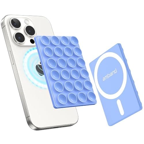 amBand Airplane Travel Essential Accessories Phone Holder for Women Men, Magnetic Suction Cup Phone Mount for Flying Plane Seat Back Screen, Long Flight Must Have Hands-Free for Selfie/Video, Sky Blue - Image 1