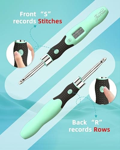 Jeciran Upgraded Light Up Counting Crochet Hook Set,Light&Counter,24-in-1 | Ergonomic anti-slip grip with LED illumination, real-time row tracking,and smooth interchangeable heads for arthritic hands. thumbnail 6