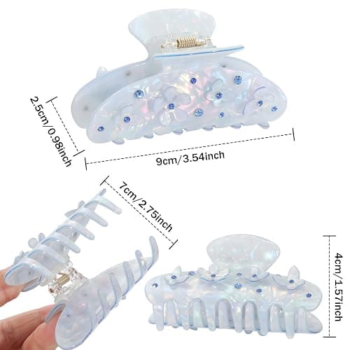 HAIMEIKANG 2Pcs Acrylic Flower Hair Claw Clips - Large for Women, Strong Hold Cute Non-slip Stylish Accessories for Thick Thin Hair thumbnail 3