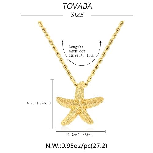 TOVABA Chunky Gold Necklace Simple Starfish Shell Pendant Conch Seashell Necklace Bohemian Summer Beach Necklaces for Vacation thumbnail 4