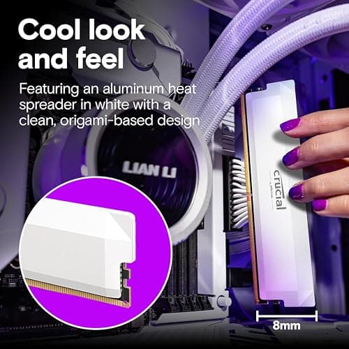 Crucial Pro 32GB DDR5 RAM Kit (2x16GB), CL36 6000MHz, Overclocking Desktop Gaming Memory, Intel XMP 3.0 & AMD Expo Compatible, White - CP2K16G60C36U5W thumbnail 5