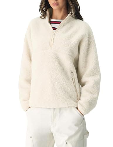MAIPOETYRY Women Fleece Pullover Half Zip Sherpa Jacket Teddy Long Sleeve Fall Sweatshirt with Pockets - Image 1