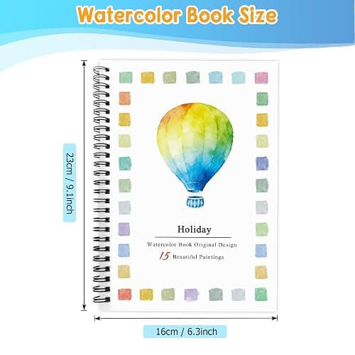SLWBZ Watercolor Workbooks Coloring Book, Beginner Friendly Painting Kit, Detailed Steps, Creative Exploration Watercolor Book with Paint Set for Adults Teens (Holiday, With paint) thumbnail 6