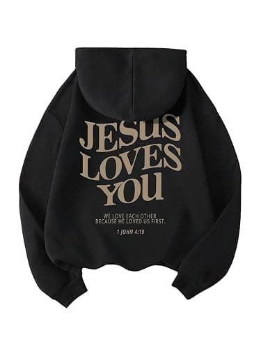 GORGLITTER Women's Y2K Christian Jesus Hoodies Trendy Graphic Letter Long Sleeve Fall Oversized Halloween Sweatshirts - Image 1