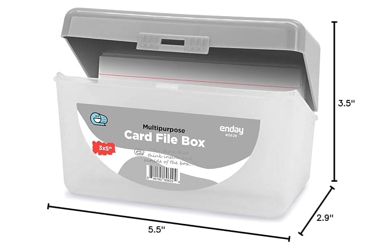 Enday Index Card Holder Grey, 3x5 Note Flash Card Organizer Case, Stackable Index Card File with flip top, Notecard Recipe Purple, Red, Green, Blue, Grey, Pink Holder, Holds 250 Cards thumbnail 2