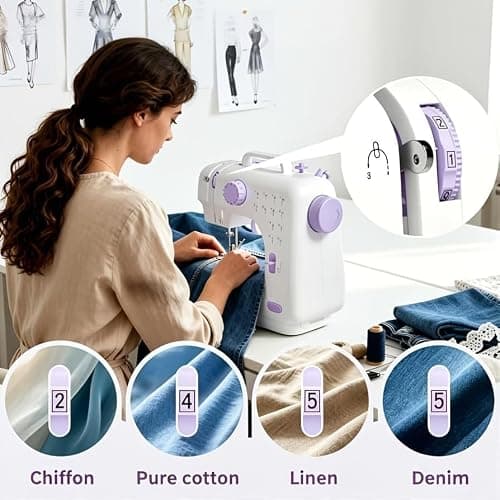 Electric Sewing Machine for Beginners for Quick Repairs DIY Crafts & Gift | Portable Mini Sewing Machine with Dual Power, 12 Stitches, Foot Pedal, Light, Storage Drawerand Accessories Kit thumbnail 5