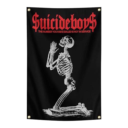 owpIa Horror Skull Tapestry Suicide Music Boys Flag 2x3ft for Room Teen Girls Indoor Outdoor Bedroom and College Dorm With 4 Brass Grommets - Image 1