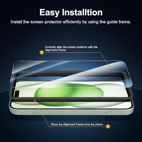 NEW'C 3 Pack Designed for iPhone 16 Plus,15 Plus Screen Protector (6.7 inches),Enhanced Tempered Glass Protection with easy installation tool included,Ultra Resistant thumbnail 3