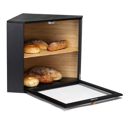 Leader Accessories Panera Esquina Bambú 2 Niveles Tapa Transparente | Caja esquinera de bambú con 2 niveles y puerta transparente, ideal para conservar pan y ordenar la encimera thumbnail 4