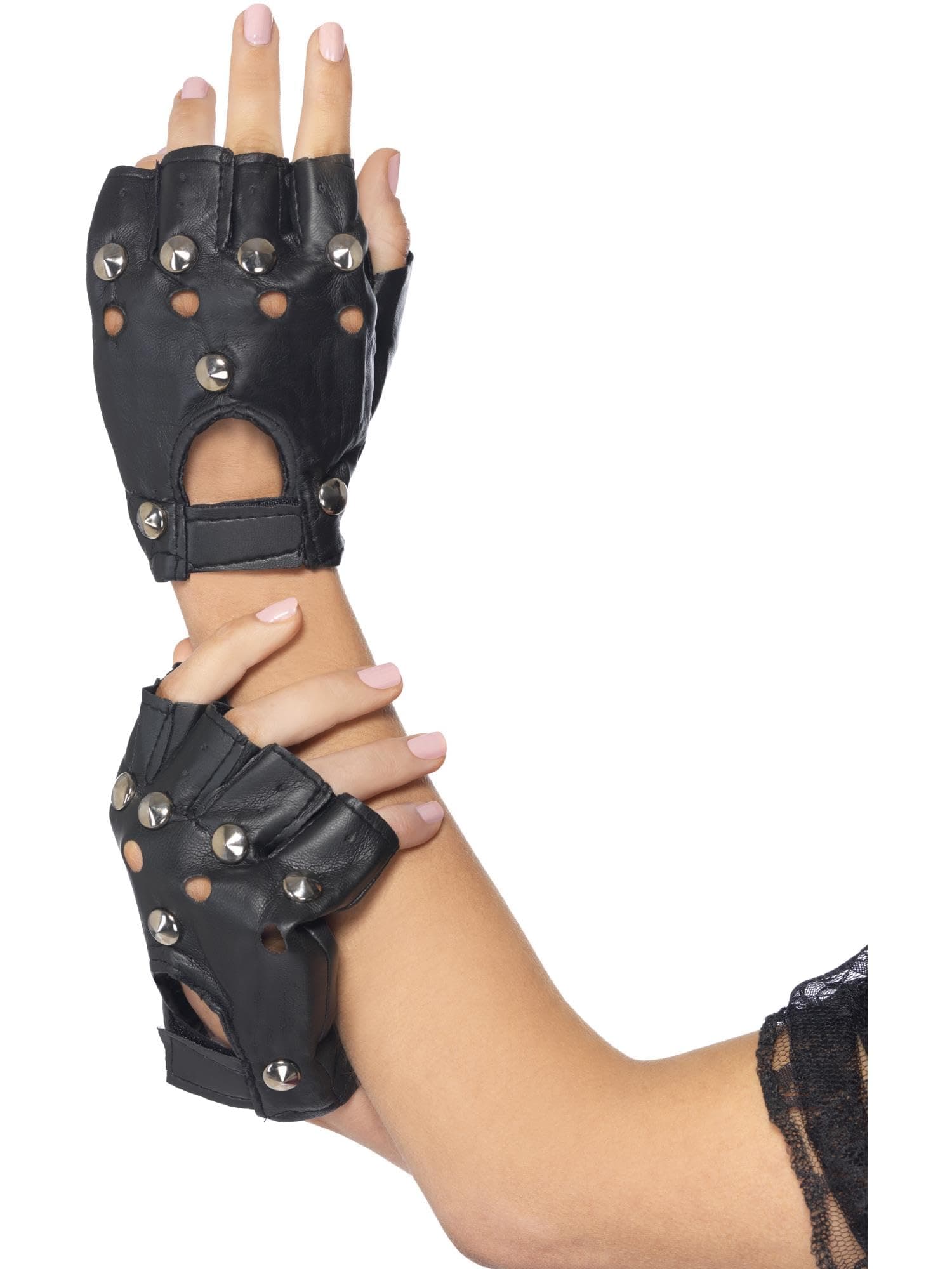 Punk Gloves, Black, with Studs - Image 1
