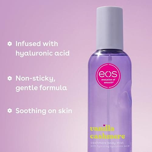 eos Cashmere Body Mist, Vanilla Cashmere, Soft Musk, Cozy Caramel, Hair Mist, Body Spray for Women Moisturizing, Hyaluronic Acid, Vanilla Body Spray, Vegan, Cruelty-free, 6 fl oz thumbnail 5