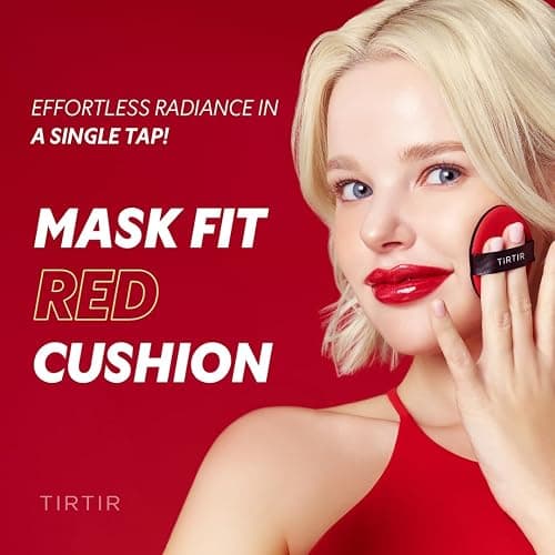 TIRTIR Mask Fit Red Cushion Foundation | Full coverage, Weightless, Skin fit, Satin Glow Finish, Korean Makeup BB Foundation, beauty, Tattoo cover up, Buildable (#13C Fair, 0.63 Fl Oz) thumbnail 2