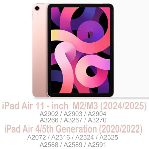 Feams Slim Case for iPad Air 11-inch M3 2025 / M2 2024, iPad Air 5th Generation 2022 / iPad Air 4th Generation 2020 10.9 Inch Case Clear Back with Pencil Holder & Auto Sleep, Pink thumbnail 2