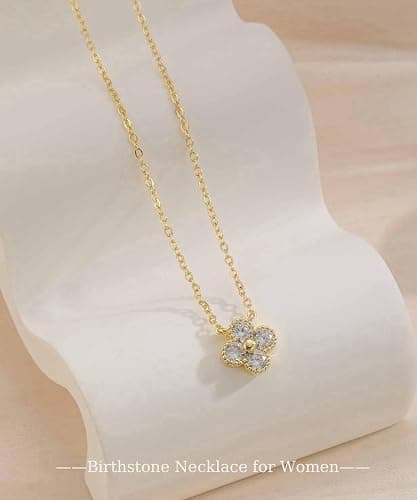 ZHESHY Birthstone Necklace for Women Non Tarnish 14K Gold Plated Four Leaf Clover Necklace Dainty Gold Choker Necklaces for Women Trendy CZ Emerald Pendant Necklace Jewelry Birthday Gifts for Women thumbnail 5
