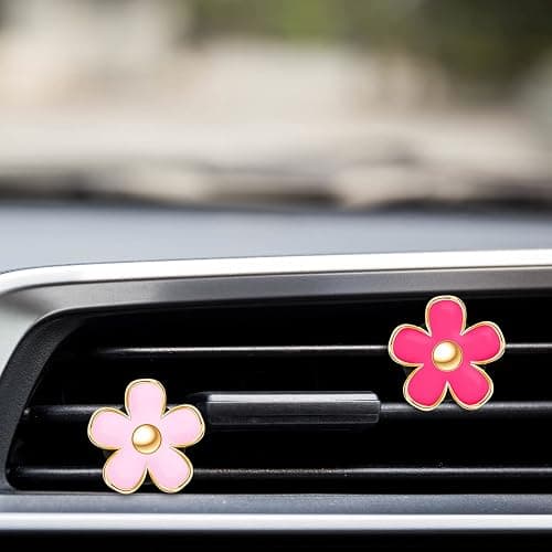 Frienda 6 Pcs Daisy Flower Air Vent Clip Accessories Air Conditioning Outlet Clip Car Air Freshener Dashboard Accessories Charm Car Inter Decor(3 cm, 3.3 cm,Red, Pink, White) thumbnail 6