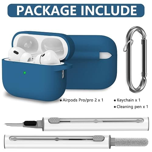 Ljusmicker for AirPods Pro Case Cover with Cleaner Kit,Silicone Protective Cases for Apple AirPod Pro 2nd/1st Generation Case for Women Men,AirPods Pro 2 Case Accessories with Keychain-Cobalt Blue thumbnail 2