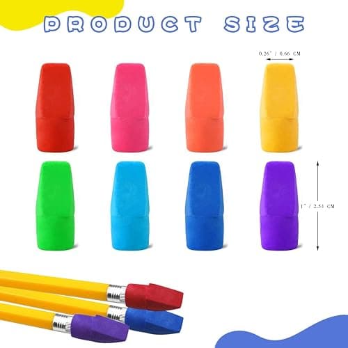 PRALB 400pcs Pencil Top Eraser Bulk Caps for Pencils,Chisel Shape Erasers Toppers for Party Favors Games Prizes, Pencil Top Erasers Cap for Home School Classroom Office thumbnail 4