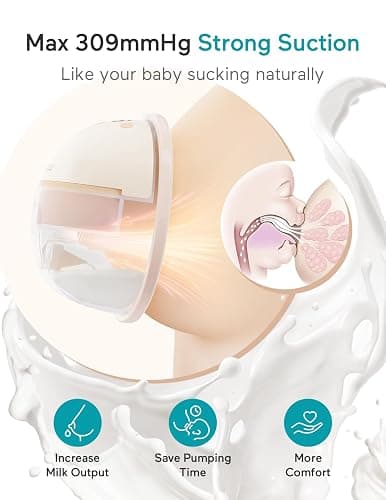 Paruu Hands Free Breast Pump P16, Wearable Breast Pump Electirc Portable with 4 Modes & 12 Levels, Max 309mmHg Strong Suction 19/21/24mm Flange Inserts Wearable Breastfeeding Pump, 2 Pack（Nude thumbnail 3