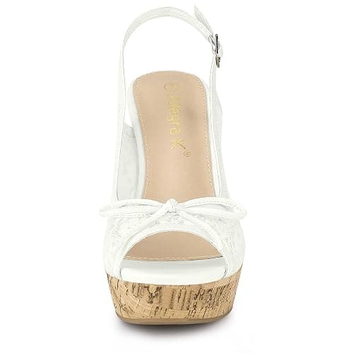 Allegra K Women's Lace Platform Wedges Wedge Heel Sandals thumbnail 4