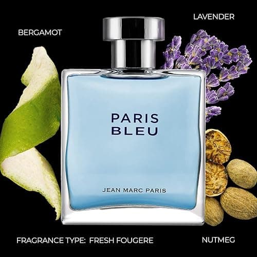 Jean Marc Paris Paris Bleu Homme Eau de Toilette Spray, 3.4 fl. oz., blue, Men's Cologne, Fresh Cologne, Notes of Bergamot, Lavender and Leather thumbnail 2