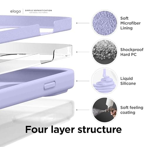 elago Compatible with iPhone 14 Case, Liquid Silicone Case, Full Body Protective Cover, Shockproof, Slim Design, Anti-Scratch Soft Microfiber Lining, 6.1 inch (Purple) thumbnail 5