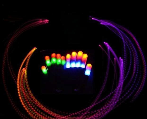 XISFORX 7 colors light show LED Gloves Rave Light Finger Lighting Flashing Glow Mittens thumbnail 4