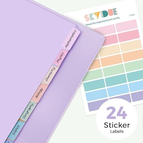 SKYDUE 2 Inch 3 Ring Binder with 8 Tab Dividers & 24 Labels, Large Capacity Pastel Binder Organizer for Letter Size Paper, Aesthetic School Binder for Documents, Office & Home Organization, Purple thumbnail 7